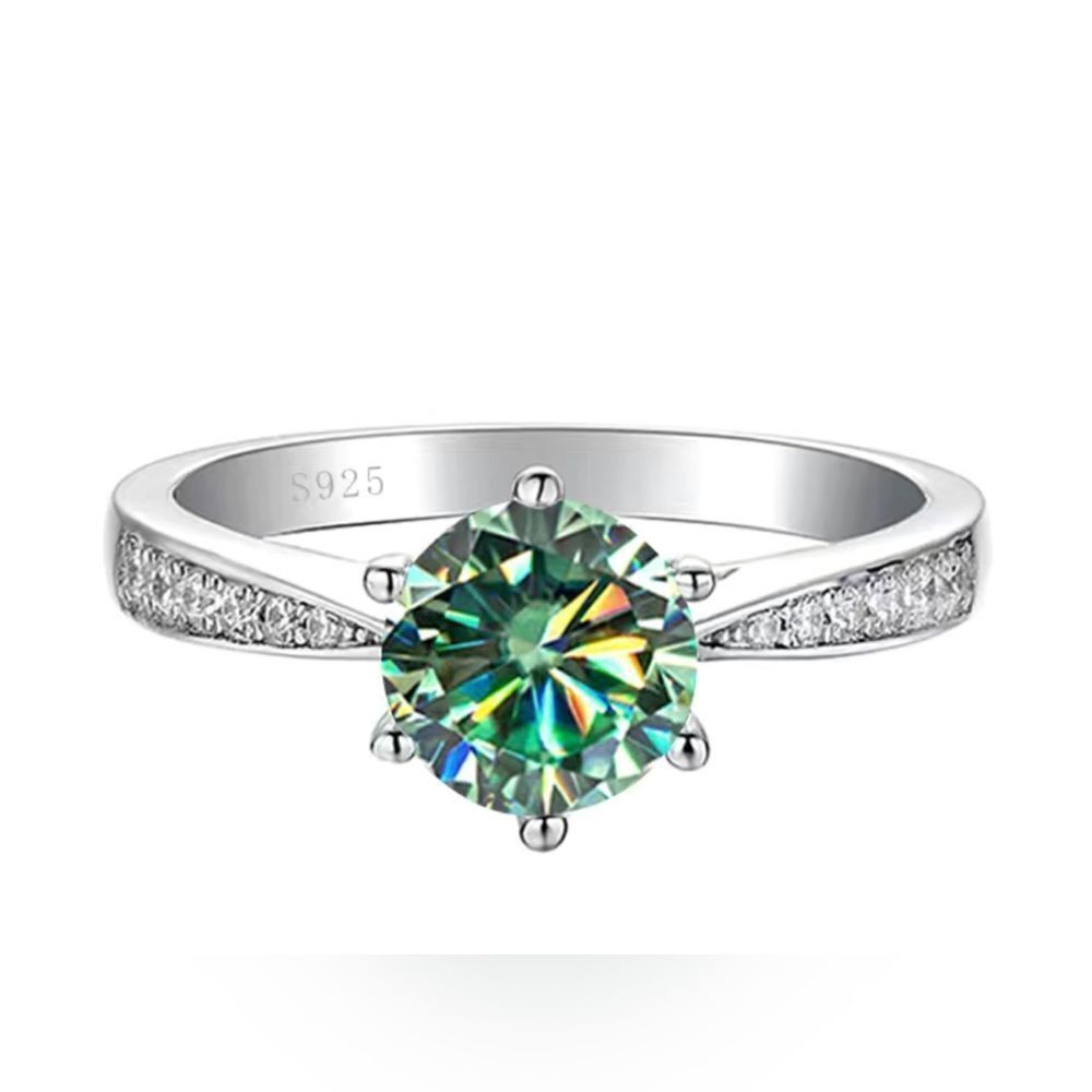 💝 Elegant 1ct Green Moissanite Ring in 925 Sterling Silver